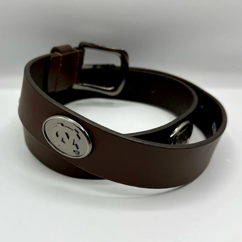 Eagles Wings UNC Tarheels Studded College Logo Genuine Leather Belt